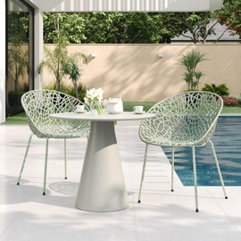 Christopher Knight Home Dessa Patio Dining Chairs Set of 2, Curved Backrest Armless Accent Chairs, Barrel Dining Chair, Cafeteria Chair, Nesting Design Seat Set for Outdoor Garden Backyard, Green