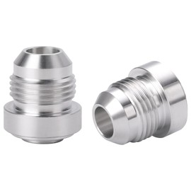 Podavelle 8AN Male Weld On Fitting Bung Adapter for Fuel Oil Hose Tank Aluminum, Pack of 2