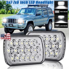 Unbranded DOT For Jeep Cherokee XJ 1984-2001 Wrangler YJ 1986-1995 5x7" 7x6 Led Headlight