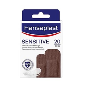 Hansaplast Sensitive Skin Plasters, Dark, Pack of 20, Skin-Friendly and Hypoallergenic Wound Plasters with Bacteria Shield, Secure Adhesion, Painless to Remove