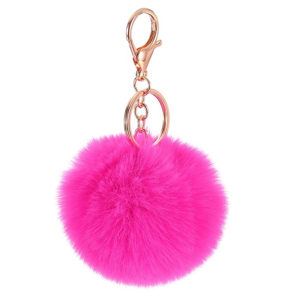 uxcell Pom Pom Keychain, 8cm Faux Rabbit Fur Puff Ball