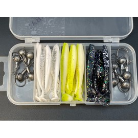 EVERBAY Fishing Soft Lures Set 40pcs, Jig Heads Hooks, Fishing Lures Jig Heads, Assorted Artificial Fishing Baits for Sea Bass, Pollock, Perch, Pike, Zander Freshwater & Saltwater Fishing Accessories