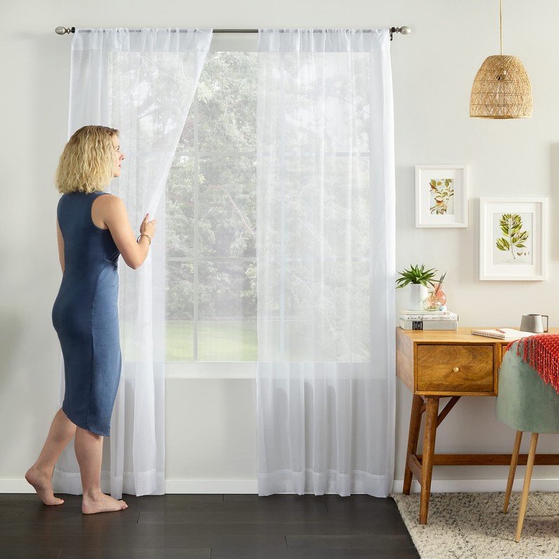 Linenspa Sheer Window Curtain Panels with Rod Pocket - 2
