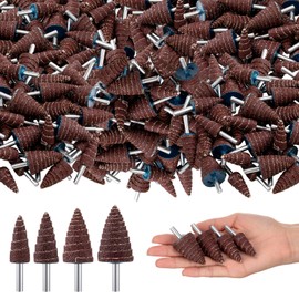 Yalikop 80 Pcs 1/4" Shank 80 Grit Cone Shape Abrasive Sandpaper Sanding Bits 4 Sizes Flap Sanding Wheel Grinding Head for Grinding Polishing Removing Rust Deburring
