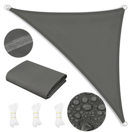 WOLTU Awning, Waterproof, 2.5 x 2.5 x 3.5 m, Triangular, 95% UV Protection Canvas, 200 g/m² Polyester Sun Protection, Shade Dispenser for Balcony, Patio, Garden, with Mounting Ropes, Dark Grey