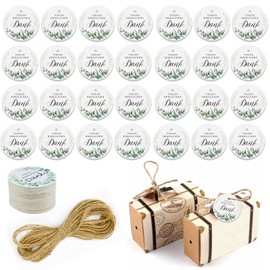 YAANBUNB Pack of 200 Thank You Gift Tags Paper 5 cm Round Labels White Thank You Signs Pendant Gifts Tags with String for DIY Wedding Baby Shower