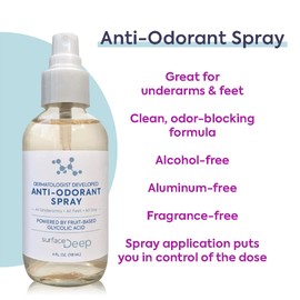 Surface Deep Natural Deodorant Spray for Men/Women - Anti-Odorant, Aluminum Free, Vegan, Cruelty Free - Dermatologist Developed