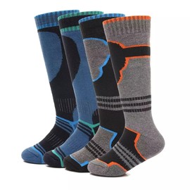 2 Pairs of Mens High Performance Thick Warm Cushioned Thermal Ski Snowboarding Socks Long Hose Assorted UK Size 6 to 11