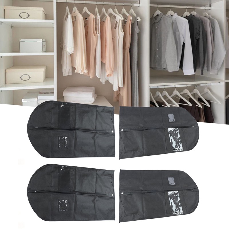 4pcs Garment Bags Waterproof Dustproof Thickened Suit Bag with Transparent