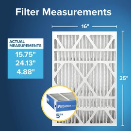 Filtrete 16x25x5 AC Furnace Air Filter, MERV 13, MPR 1900, Fits TrionAirBear, CERTIFIED Asthma & Allergy Friendly, Premium Allergen, Bacteria & Virus, 2-Pack (Actual Size 15.75 x 24.13 x 4.88 in)