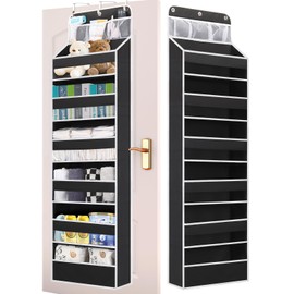 Over the Door Storage, Large Capacity Behind Closet Door Organizer for Bedroom Nursery to Store Diaper Kids Toys Shoes Sundries Over Door Hanging Organizer with 6 Tier Clear Deep Pockets 1 Pack