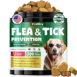Flea and Tick Prevention for Dogs, 200 Natural Soft Chewables Flea and Tick Support with Vitamins & Fish Oil, Oral Flea Chews Supplement for Dogs -All Breeds, Puppy to Senior Dog, Chicken Flavor