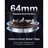 MOKKOM Professional 64mm Flat Burr Coffee Grinder with 100 Grind