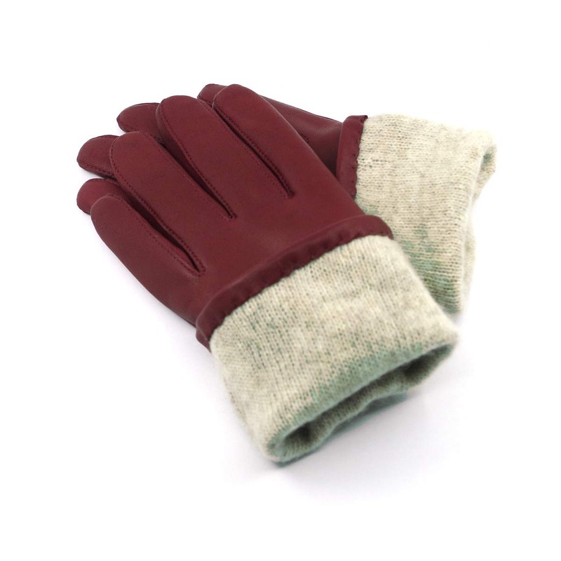 MGGM collection Womens Nappa Lambskin Leather Gloves Cashmere Lining,Burgundy,Large