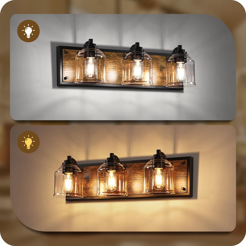 GOEBLESON 3-Light Bathroom Fixture, 23.2" Large Farmhouse Vanity Light, E26