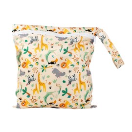 Bambino Mio Waterproof Wet, Dry Bag for Cloth Nappies, (Safari Squad) Swimwear & Essentials – Holds 3 Nappies | 29.5cm x 28.5cm, Baby & Toddler