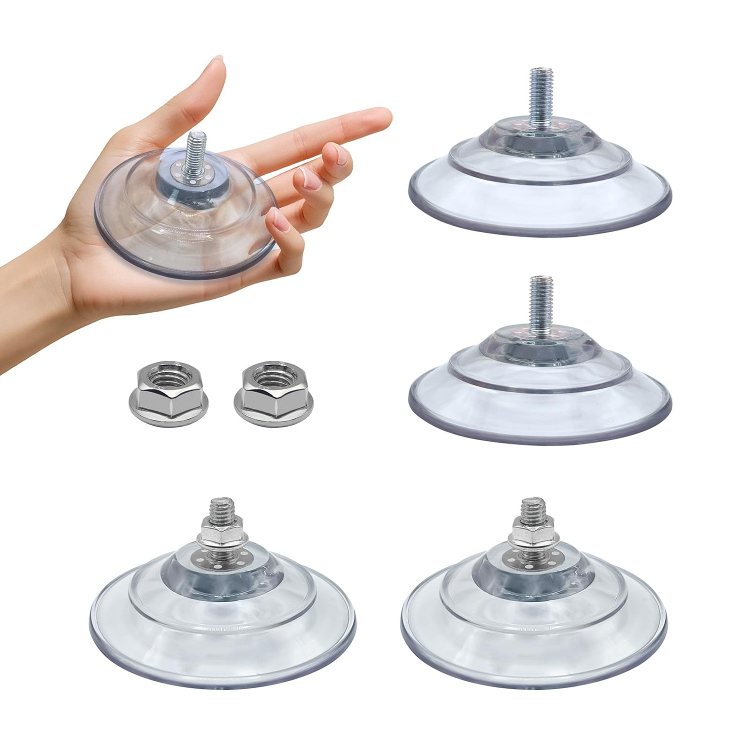 HE ZHI LONG Upgraded Large Suction Cups with Screws- 85mm Large Clear ...