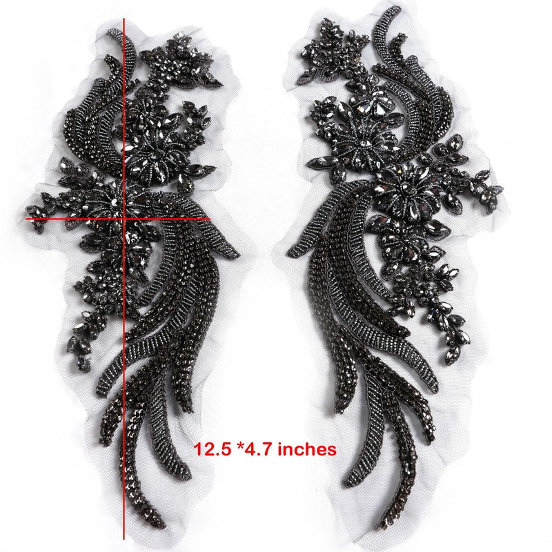 Hand-Made Beaded Rhinestons DIY Clothing Appliques Patch,Beaded Applique for Wedding