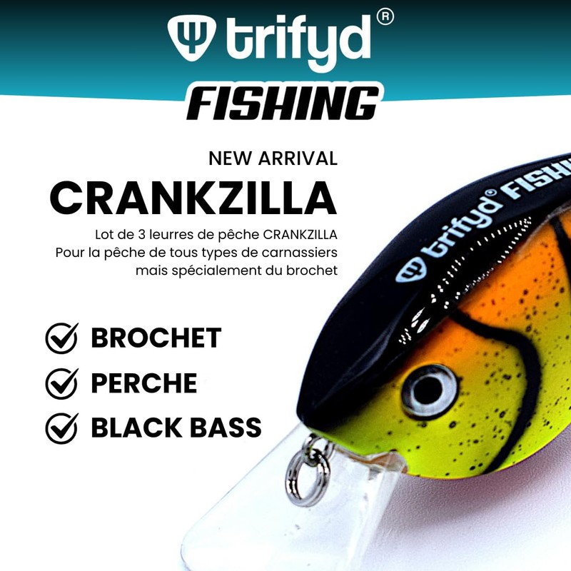 trifyd ® Fishing Pike Lure, Pack of 3 crankzilla predatory