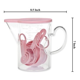 Measuring Cups and Measuring Spoons Set of 10 Pieces, Supreme Housewares Plastic Multi-Purpose Home Essentials Cooking, and Baking Tools BPA Free Dishwasher Safe for Liquid and Dry (Pink)