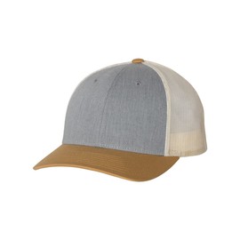 Richardson Low Profile Trucker Cap w/THP Hat Brush | M/L | Heather Grey/Birch/Amber Gold