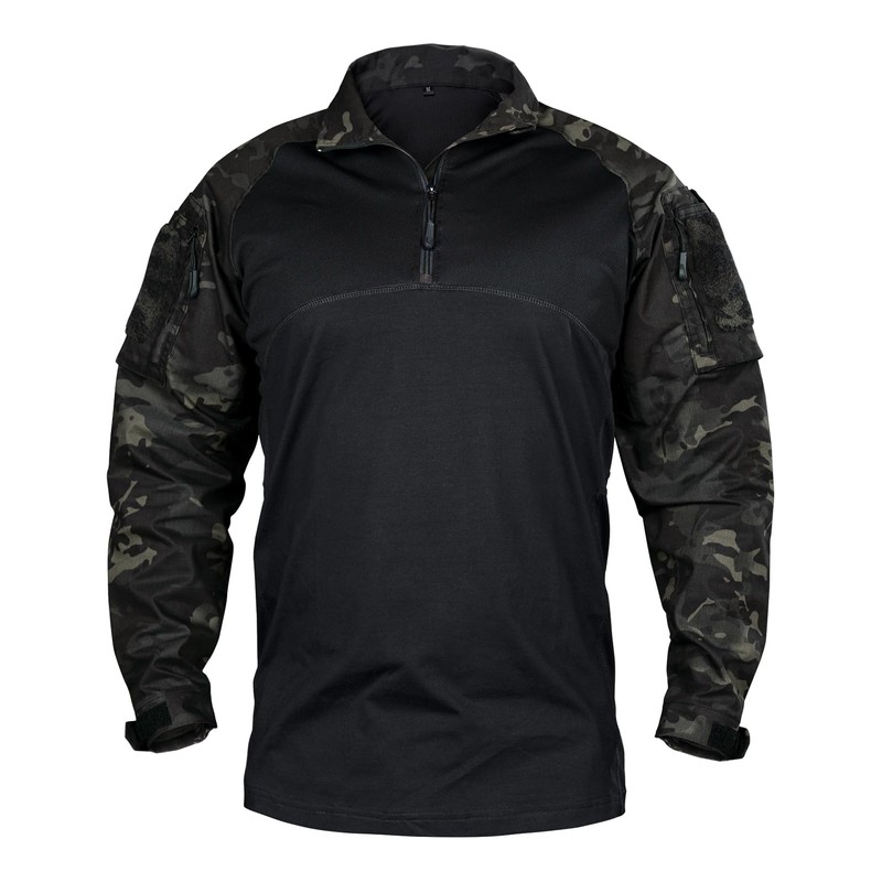 IDOGEAR OUTDOOR Tactical CAMO Shirts 1/4 Zipper Combat Shirts Long