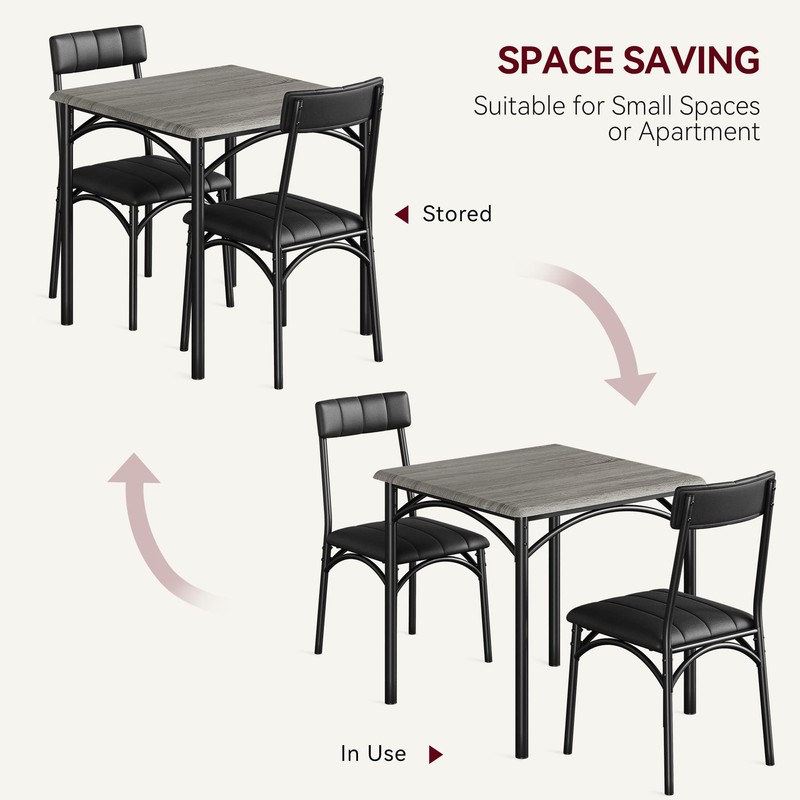 SLEKVERSA 3-Piece Dining Table Set for 2, Kitchen Table Set