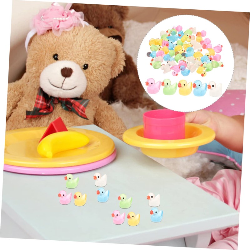 Outanaya 50pcs Luminous Miniature Duck Decorations for Party and Crafts