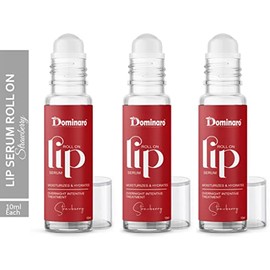 Dominaro Strawberry Pink Lip Serum Roll On, Brightening for Soft Lips With Glossy & Shine STRAWBERRY (Pack of 3, 30 g)