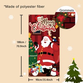 Moitkptt Merry Christmas Banner for Christmas Decorations, Christmas Background Hanging Decor for Christmas Party Supplies (Style A)