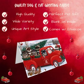 Doggie of the Day Christmas Express Red Truck Finnish Lapphund Dog Note Cards - Adorable Pets Invitation Cards with Envelopes - Pet Artwork Christmas Note Cards (1 Note Card)