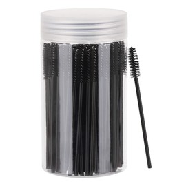 100 Pcs Disposable Mascara Wands, Eyebrow Spoolies Brush for Eyelash Extensions, Lash Brushes with Container (Black)