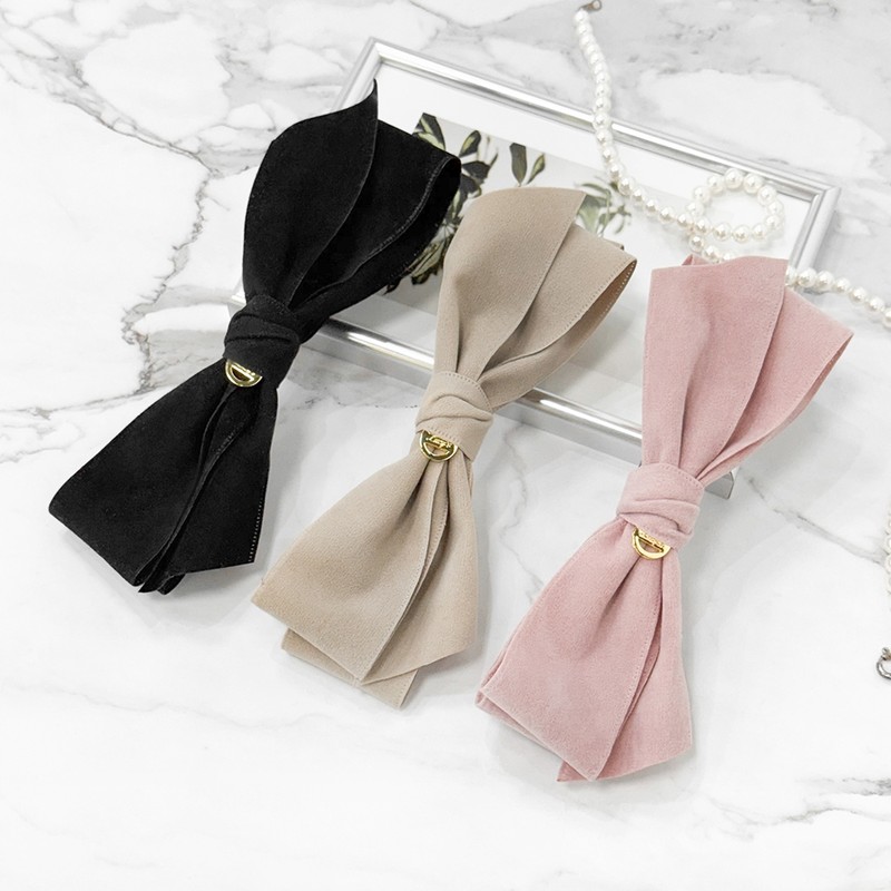 (3 types) Burnaby Soft Lovely Hair Ribbon Pin Beige /