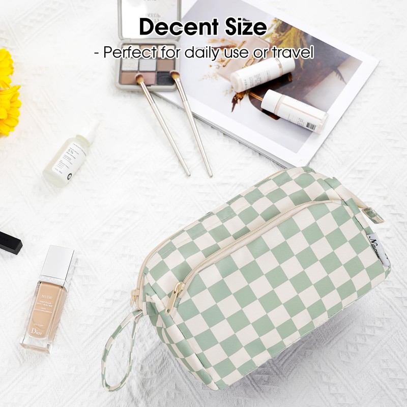 Narwey Large Makeup Bag Wide-Open Zipper Pouch Travel Cosmetic Organizer