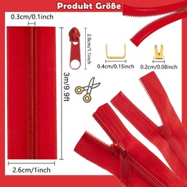 Duscdesp 60 m 20 Colours Zip Endless Zip with Zip, DIY Zip Separable with 100 Sliders, Zip Repair Kit for Sewing, Crafts and Bag (20 Colours)