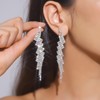 Xerling Silver Chandelier Tassel Earrings Sparkly Rhinestone Fringe Bridal Earrings
