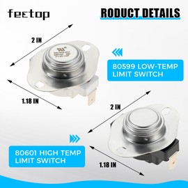 80599 Low-Temp 80601 High Temp Limit Switch, Compatible with VG5790 VG5770, Thermodisc Sensor Switch US & USSC Stove Bay Front 5660, Ashley Pellet Stove AP5660, AP5710, AP5660L, AP5660PE