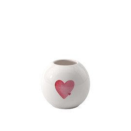 Villeroy & Boch Like. by with Love Vaso, ca. 9,5 x 9,5 x 8,5 cm, Bianco con Decorazione acquerellata Rossa, Lavabile in lavastoviglie, Motivo Cuore, Vaso Decorativo Piccolo, Porcellana Premium