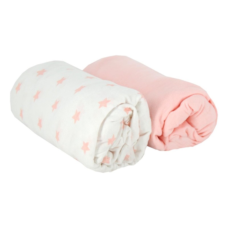 BabyCalin - Set of 2 Fitted Sheets Pink / Star