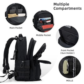 CVLIFE Military Tactical Backpack, 40L Army Backpack for Men and Women, Tactical Hunting Backpack, 3 Day Assault Pack Backpack for Hiking, Travel, Black