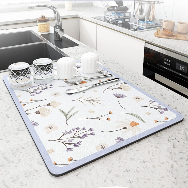 AMOMYDOG Dish Drying Mat, Super Absorbent Dish Drying Mat, Quick