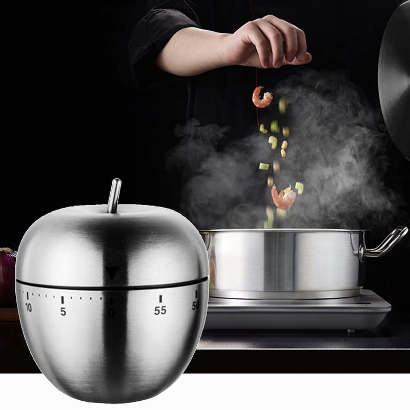 Kitchen Timer Cute Manual Stainless Steel Mechanical Rotating Alarm 60