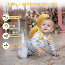 TOFFCAEA Baby Head Protector Backpack, Baby Head Protection Backpack for Falling Crawling and Walking Toddler Essentials, Baby Backpack Head Protection Pillow for 5-24 Months (Yellow Tiger)