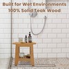 Teak Shower Bench Stool, 14'' Compact Waterproof Wooden Sauna Bath