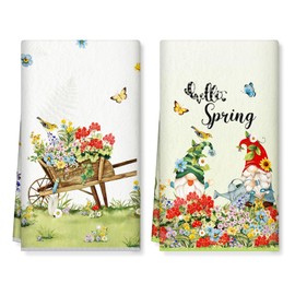Arquiel Kitchen Towels Set of 2, Tea Towels Soft 100% Microfibre Gnome Kitchen Towel Set Super Absorbent Thick High-Quality Kitchen Drying Towel Bar Towels 40 x 60 cm