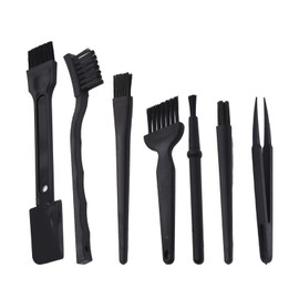 Juego de 7 cepillos de limpieza para teclado de computadora, mango de plástico portátil, cepillos de limpieza de nailon, color negro