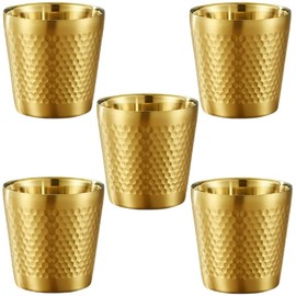 ARARAGI Stainless Steel Tumbler, Vacuum Insulated, Double Wall Structure, 6.9 fl oz (175 ml), Set of 5, SUS304 Cold Retention, Hot (Gold: 5 Pieces)