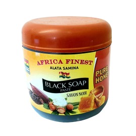 Africa Finest Natural Black Soap Paste (Honey) (Skin & Scalp Exfoliate & Hydrate) 450g