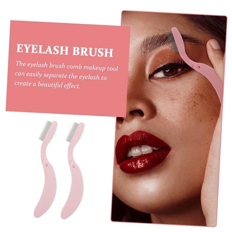 OATIPHO Eyebrow and Eyelash Comb Set 2pcs Foldable Metal Brush