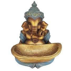 Hand-Carved Buddha Statue Decor - Zen Home Decoration | Meditation Sculpture | Resin Buddhist Art Figurine | Indoor Tabletop Ornamen(Elephant Plate)